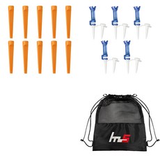 NAYASTYLE 塑膠高爾夫長Tee 10入 + 分離式高爾夫長Tee 5入 + 收納袋套組 GFYp-185-4 + 176PU, 混合色