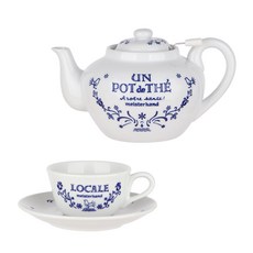 NICOTT Mamaison 藍玫瑰茶杯+茶壺套組, 1套, 茶杯+茶壺