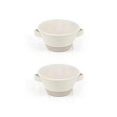 五體舒暢A奶油粉彩把手圓形甜點碗 2個組, 麥片, 1套