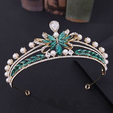 Luna Glam蝴蝶點綴水晶自助婚禮頭飾 WC919, 金綠色, 1個