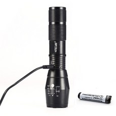 나이트큐브 T6 USB 충전식 LED 자전거 라이트 + 거치대 + 배터리, 1개