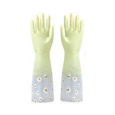 雛菊裝飾可愛廚房用浴室用橡膠手套 S, 綠色, 小(S), 1組