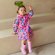 TABLIER 孩童花紋長袖拉鍊連身雨衣