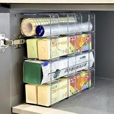 리빙하루 주방 수납장 잡화 보관 랙 쌓기 정리함 4단, 1개