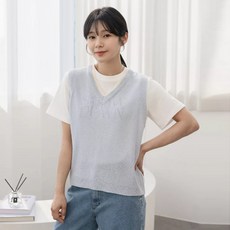 Vanessa Bean 涼感材質 針織撞色 V領背心 v01050