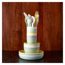 IKEA 宜家家居 孩童綜合餐具組, 混色, 碗 6入+盤子 6入+杯子 6入+餐具 18入