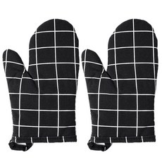 Living Formula 北歐格紋廚房烤箱手套 2 件裝, 2個, 黑色
