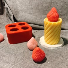 AngleThing 4格草莓造型矽膠模具 35mm, 單色