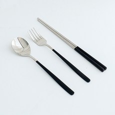 셀리나 newris 양식기 스텐 커트러리 2인 세트, 블랙, 숟가락 2p + 젓가락 2p + 포크 2p