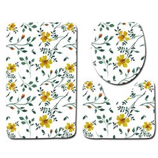 The Flow 復古風粗獷花卉藝術浴室廁所地墊套組 45 x 75 cm, 05, 1套