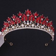 LUNAGLAM 水晶葉子花環造型自助婚紗皇冠 WC928, 1個, 金紅色