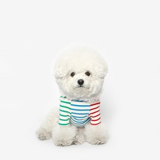 TUSTUS 犬用撞色線條T恤, 藍色