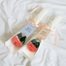 아스파시아 플르 카네이션 메시지 비누꽃 한송이 꽃다발 2종 세트, 오렌지(우리엄마 + 우리아빠), 1세트