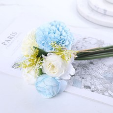 Ttabongoppa 人造花 教師節 豐盛小花 康乃馨 25cm JNH1384, 藍色, 1個