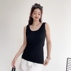 더시럽 여성용 리드 라운드넥 민소매 니트티