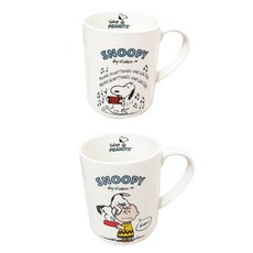 史努比 復古馬克杯 300ml x 2入組, 史努比手風琴, 查理, 1套