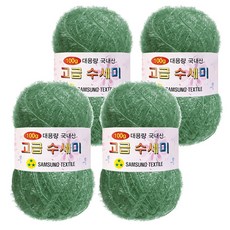 Yarna 100g 大容量高級菜瓜布編織線 4入 + A款印刷圖案 8種組合, 163 淡薄荷, 1套