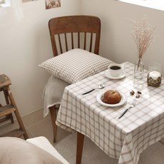 BELLELIFE 舒適廚房桌布, 米色格紋, 1個, 2人(100 x 100 cm)