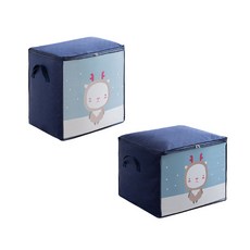 방수 방습 옷 정리함 M + L, 네이비, 1세트