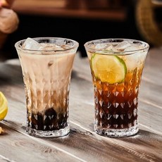 아메리칸로드 다이아패턴 와이드 아이스 유리컵 350ml RK2321, 투명, 2개