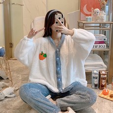 Damon孕婦Plus絲絨睡眠睡衣 amp965