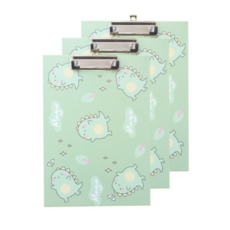 Slow Deco恐龍角色直尺夾板 A4 20.7*30.8cm, 黃綠色恐龍, 3個