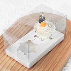 Ilsanghogam 杯子蛋糕盒瑪芬餅乾迷你盒透明蛋糕盒 2格+緞帶繩, 5個, 混色