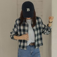 Chic Fox 女款藕紫色短版漸層格紋襯衫 53SH797