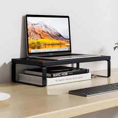 맙소샵 튼튼 철제다리 1단 슬림 모니터받침대 40cm HR2615, 올블랙