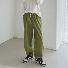 플레이즈 남성용 스트링 배색 밴딩 와이드 팬츠