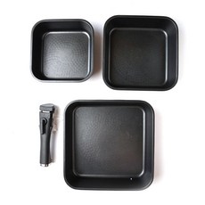 PAWIE 方形鍋具四件組, 混合顏色, 18cm+20cm+24cm+魔柄