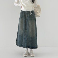 Lalaon 基本/短版 2段式 復古水洗 A字長版牛仔裙 25TSP3373
