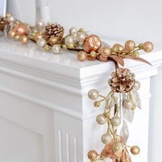 花樹室內牆壁裝飾松果花環 170cm, 玫瑰金