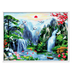 Blingbling AB + 圓形串珠鑽石畫薄框相框組合 30 x 40 cm, 1套, BL3040-080 長生圖