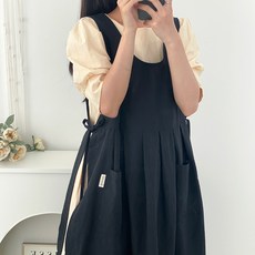 Hansday 韓國製造 長今 防水連身圍裙, 1個, 黑色