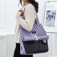 PASTEL PET 寵物格紋單肩外出包, 紫色