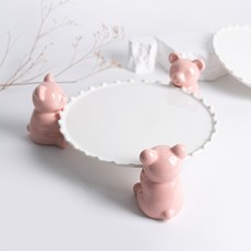 小熊蛋糕架底座 水滴3號 + 小熊3p組, 粉紅色, 1套