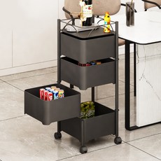 이동식 회전 수납 서랍장 4단, 블랙