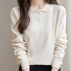 Raratina 女款 Deins 簡約翻領棉質針織長袖衫