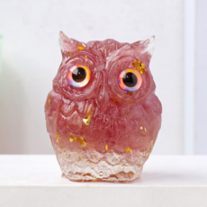 微笑風室內辦公室書桌貓頭鷹裝飾品, 玫瑰色