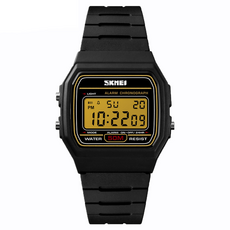 SKMEI 時刻美 Soyo 商會 簡約經典數位運動手錶, 1個, 黑金色