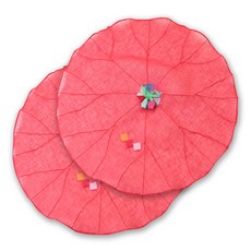 happytool 苧麻拼布餐桌罩 紅色, 2個