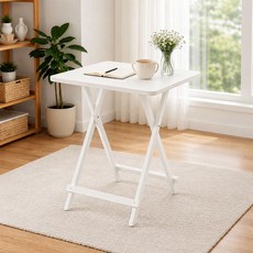 가구느낌 홈 접이식 테이블 2인용 600, 화이트화이트