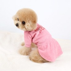 Grooming Dog 寵物復古毛巾布連身裙, CHERRY, 1個