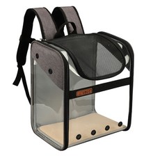 JINHO 반려동물 투명 메쉬망 백팩, 그레이, 1개