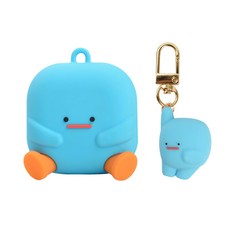 NINE O'Clock Morang矽膠玩偶造型爾機殼 Galaxy Buds Pro/Live適用+矽膠玩偶鑰匙圈, 單品, 藍色蛋白酥皮