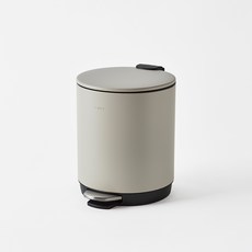 HANSSEM 簡約圓形不鏽鋼腳踏式垃圾桶 5L, 淺灰色