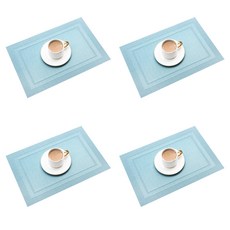 고급스러운 호텔 식탁 PVC 테이블 매트 4P, 스카이블루, 45 x 30 cm, 4개