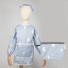 BEBE CHOUETTE 兒童防水長袖美術罩衫 + 頭巾 + 收納袋組合