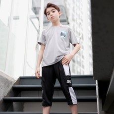 KISPO 兒童款涼感透氣克羅姆勒七分運動套裝